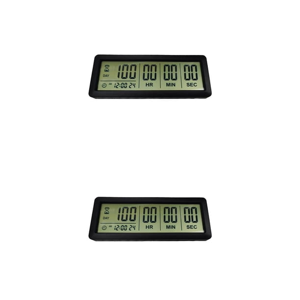 Inteprter 999 Days Timer Timer Clock LCD for Examination Wedding Lab Tools 2piezas Negro