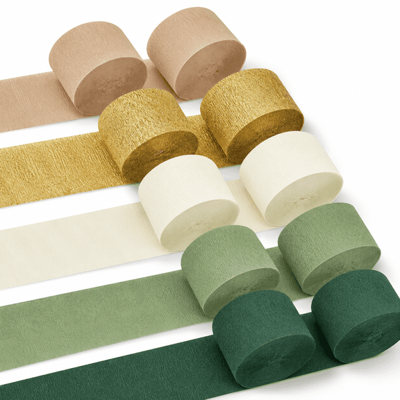 Paper Streamers, Enchanting Green Crepe Perfect for Boho Weddings, Birthdays, and Showers, 10 Rolls