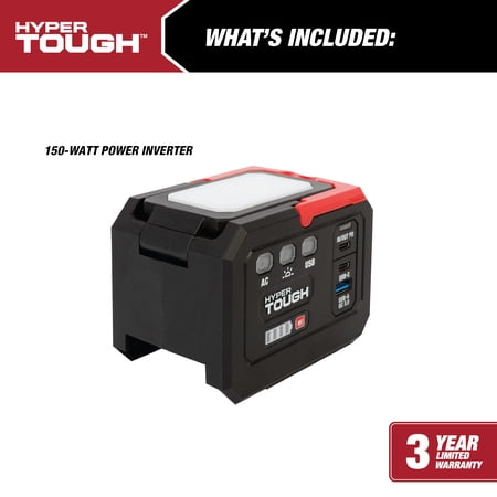 HYPER TOUGH 20V POWER INVERTER 150-WATT, 3-USB PORTS, NEW