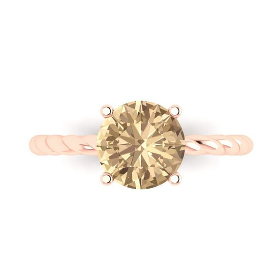2 ct Round Cut Yellow Moissanite Solitaire Engagement Ring for Women in 14K Rose Gold