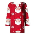 thumbnail image 5 of XUNKUSGA Christmas Womens Shirts V Neck 3/4 Length Sleeve Tops for Women Trendy Casual Loose Fit Basic Womens T Shirts Lightweight Comfortable Shirt for Women S-3XL Red, 5 of 5