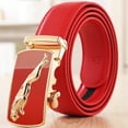 thumbnail image 3 of Men's Genuine Leather Belt Automatic Buckle Women Strap Fashion Versatile Younth Female Male White Black Red Pants Belts, 3 of 7