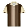 thumbnail image 4 of T-shirts for Men Short Sleeved Lapel Striped Printed Button Casual Solid Color T-shirt *Brown XXL, 4 of 5