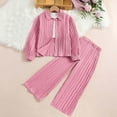 thumbnail image 2 of Mercatoo 2Pcs Girls Fall Clothes Set Ribbing Lapel Long Sleeve Shirt and Trousers Suit Winter Kids Pants Long Sleeve Outfit, 2 of 9