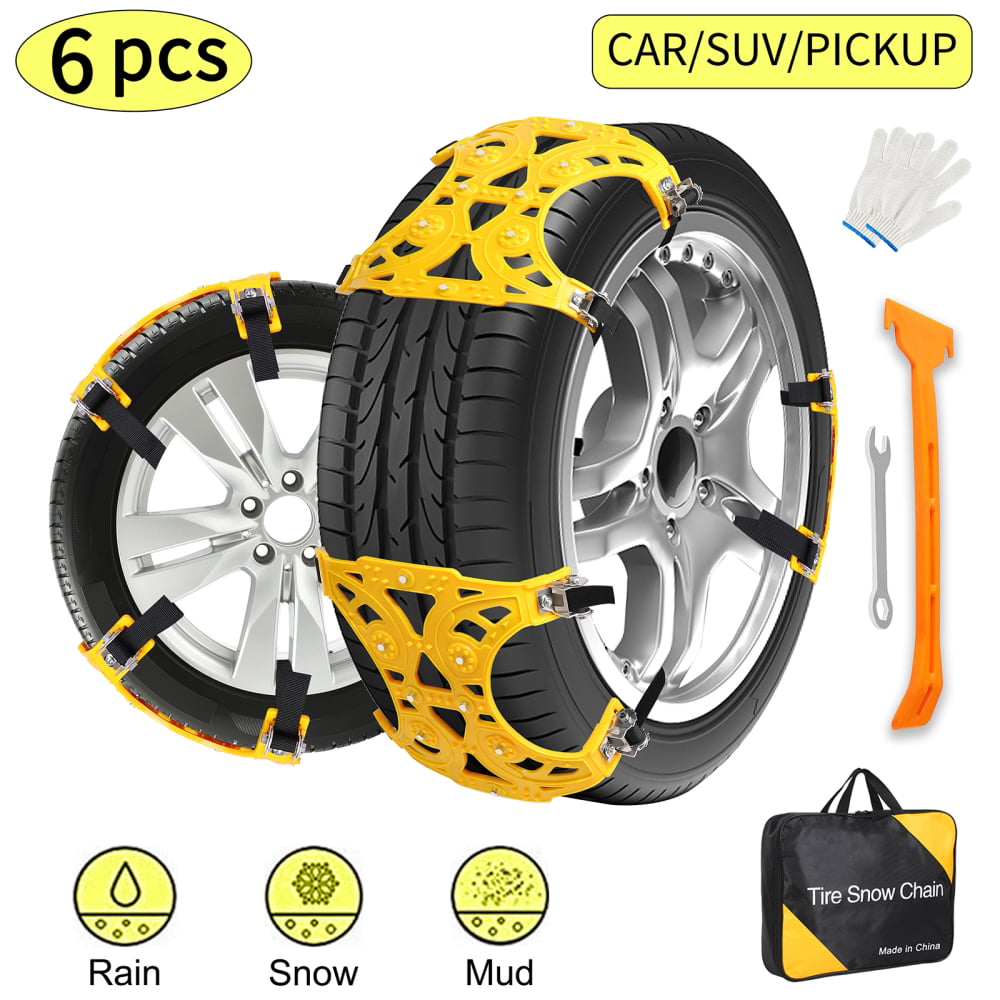Cable Snow Tire Chain Reusable Car Anti Slip Tire Traction Easy Installation/Removal for Car Truck SUV Emergency Winter Driving Car Tire Anti-Skid Block 8 PCS 