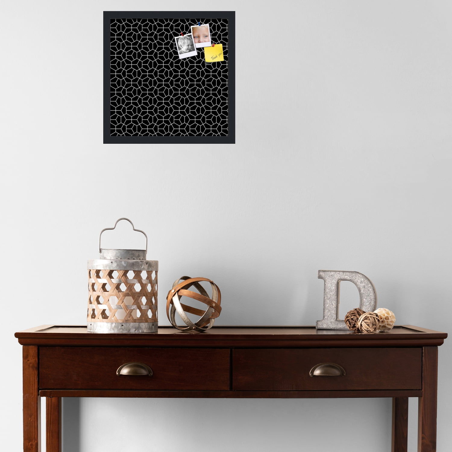 PinPix 16x16 Custom Cork Bulletin Board Modeco Hex W B Poster Board Has a Fabric Style Canvas Finish, Framed in Modeco Hex W B, by ArtToFrames (PinPix-1730)