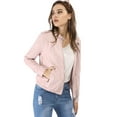 thumbnail image 4 of INSPIRE CHIC Women's Lightweight Stand Collar Zip up Biker Moto Jacket S Pink, 4 of 9