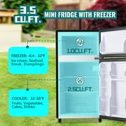 JIEJIA 3.5 Cu.Ft Small Fridge with Freezer, Small Refrigerator Separate Freezer, 7 Settings Temperature Adjustable, 2 Door Refrigerator for Office, Dorm, Bedroom, Apartment, Silver