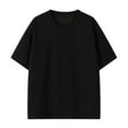 thumbnail image 2 of USNSM (M-5XL) Big and Tall Men's Solid Color Fashion Casual V-Neck Short Sleeve Loose Comfort Breathable T Shirt Top Black XXXL, 2 of 6
