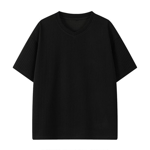 Men's Big and Tall T Shirts, V-Neck Short Sleeve Tee, Soft Polyester Fabric for Casual Comfort