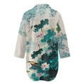 thumbnail image 5 of Xoenoiee Dragonfly Boat Lotus Flower Leaves Print Swimsuit Coverup for Women V Neck Bathing Suit Cover Up Long Sleeve Causal Bikini Button Down Shirt Resort Wear, M, 5 of 7