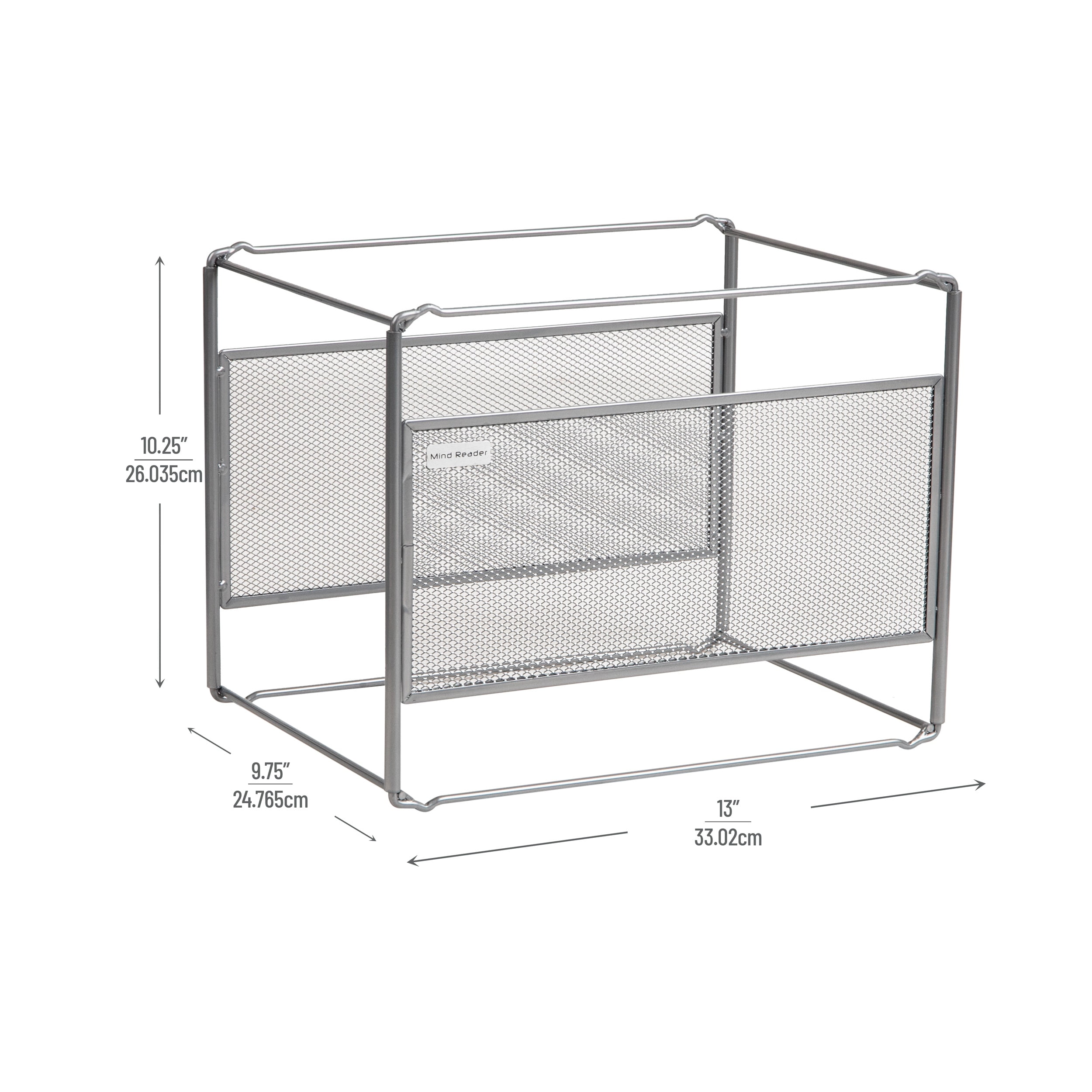 Mind Reader Desktop File Folder Organizer Box File Crate For Hanging Files and Mail, Silver