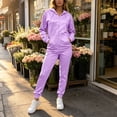 thumbnail image 6 of Women 2 Piece Fleece Tracksuit Zip Up Long Sleeve Hoodies Elastic Waist Joggers Fall Athletic Running Casual Outfits S-3XL, 6 of 7