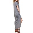 thumbnail image 4 of Doublju Women's V-Neck Short Sleeve Side Slit Maxi Dress with Pockets (Plus Size Available), 4 of 4