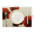 thumbnail image 3 of Pratyus Red Flowers Linen Cloth Indoor Outdoor Table Placemats Set of 4 for Dining, Birthday Parties, Christmas, Buffets - Home Decoration 18x12in, 3 of 8
