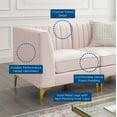 thumbnail image 3 of Tufted Loveseat Sofa, Velvet, Pink, Modern Contemporary Urban Design, Living Lounge Room Hotel Lobby Hospitality, 3 of 7