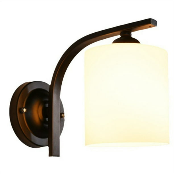 Aplique de Pared para Baño, con Pantalla de Vidrio Negro Mate para Dormitorio y Cocina, Casquillo E26.