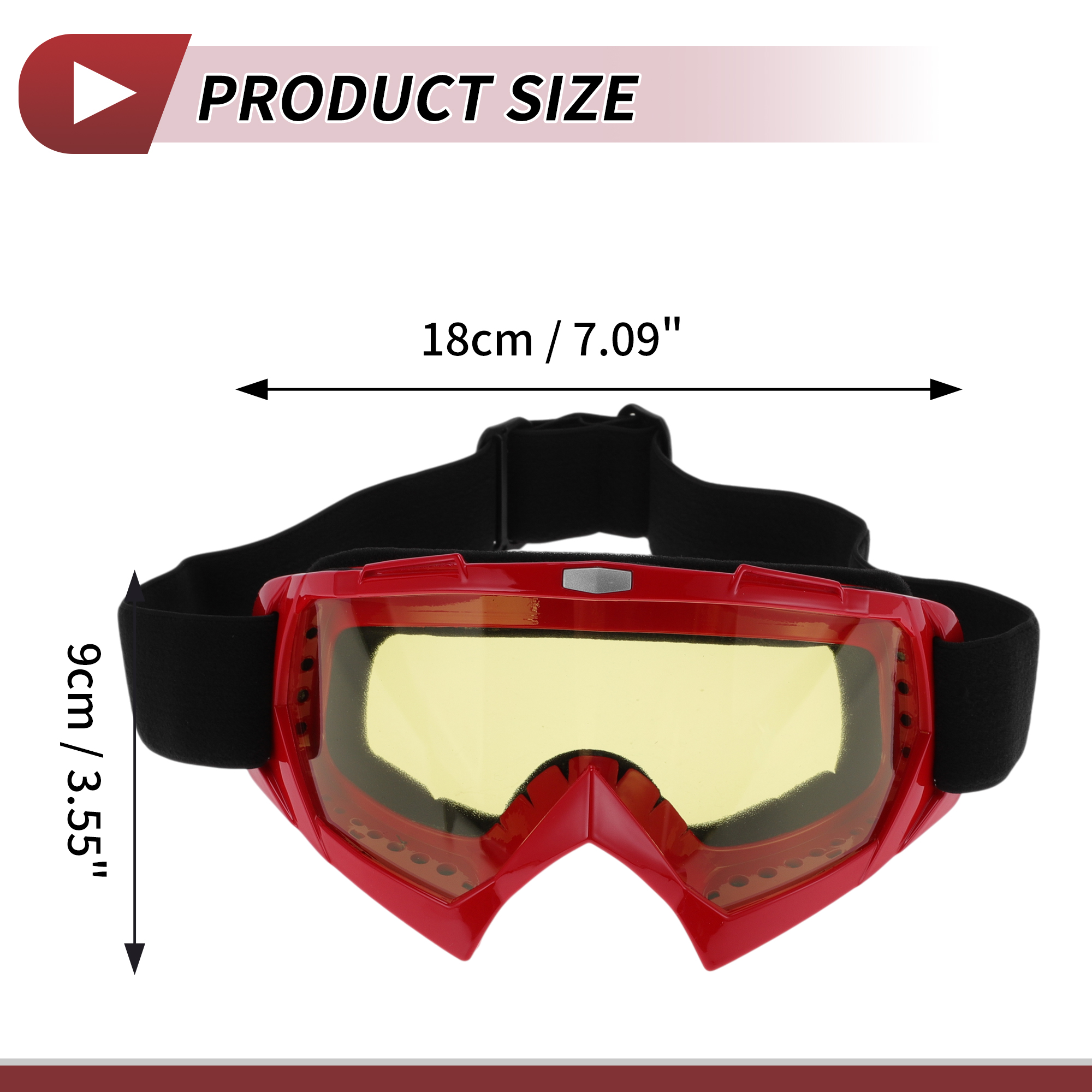 Unique Bargains 1 Set Motorcycle Riding Goggles PC TPU Outdoor Sports Sunglasses for Motocross Dirt Bike ATV Yellow Lens Red Frame