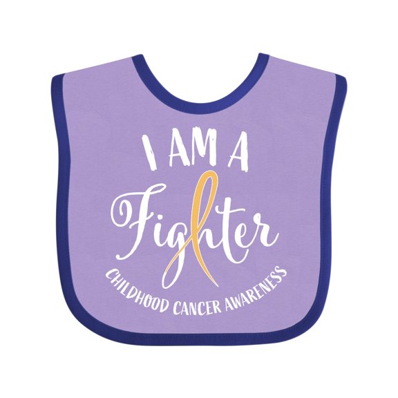 Inktastic I Am a Fighter- Childhood Cancer Awareness Boys or Girls Baby Bib