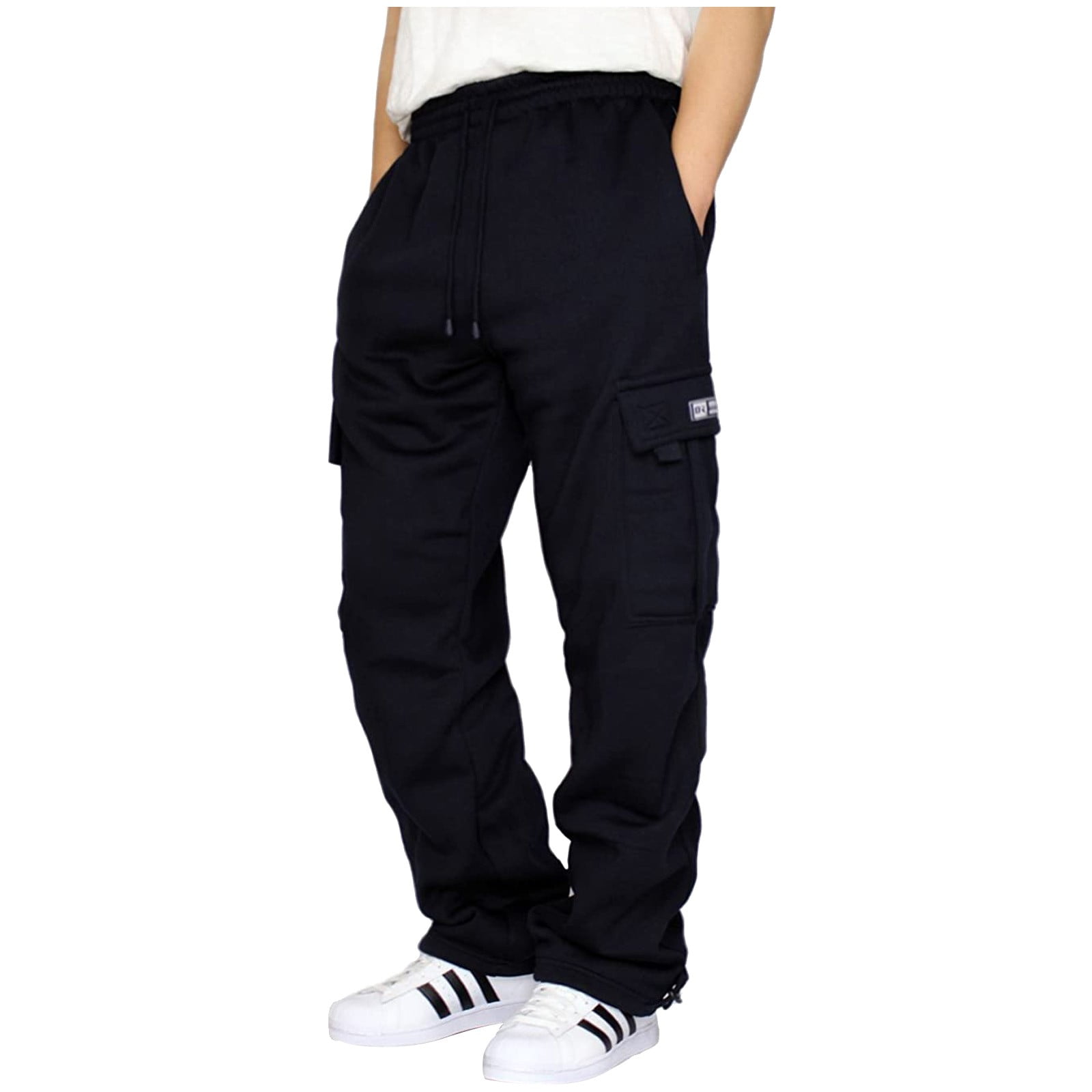 symoid Cargo Pants for Men- Rope Loosening Rise Solid Pocket Trousers ...