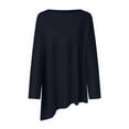 thumbnail image 5 of Baberdicy Basic Top Tee Women Factory Design Spring Style Long Sleeve Irregular Solid Color Pullover T Shirt Tshirts Shirts for Women Navy S, 5 of 5