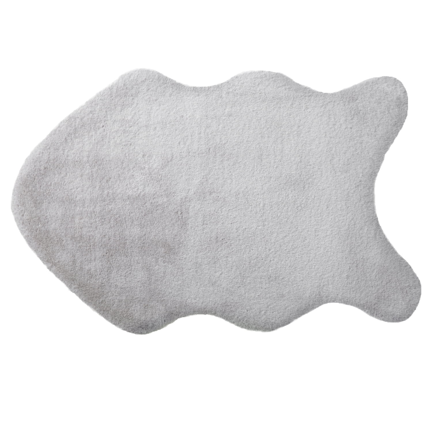 Phantoscope Deluxe Soft Faux Rabbit Fur Collection Asymmetrical Decorative Home Decor Modern Area Rug, Gray