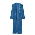 thumbnail image 7 of Oksale Velvet Trench Coat for Women Casual Open Front Cardigan Full Length Overcoat Loose Long Sleeve Outerwear Soft Comfortbale Fall Jackets Blue L, 7 of 7