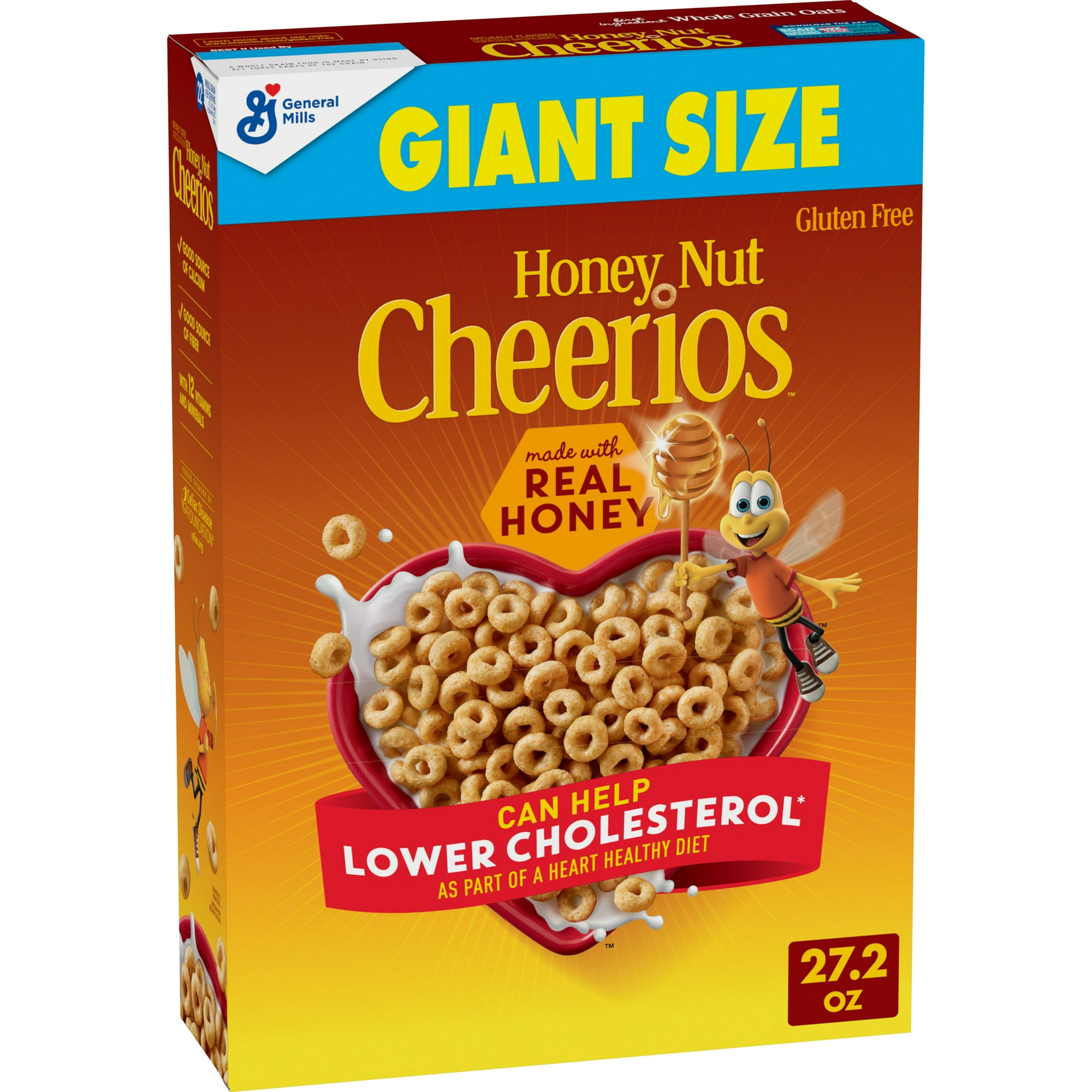 Honey Nut Cheerios, Heart Healthy Gluten Free Breakfast Cereal, Giant Size, 27.2 oz