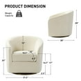 thumbnail image 2 of Velvet Swivel Barrel Chair Set of 2 Wood Frame Metal Base Upholstered Club Accent Armchair Ivory, 2 of 6