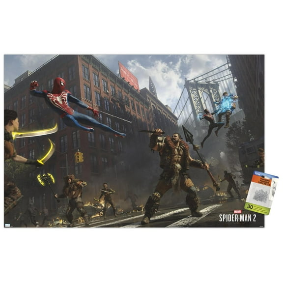 Marvel's Spider-Man 2 - Street Fight with Kraven Wall Poster with Pushpins, 22.375" x 34"