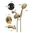 thumbnail image 5 of SR SUN RISE 5-Spray Dual Shower Head Cmbo Tub Faucet Set 3-Way Shower Head and Hand Held Shower Tub Faucets Sets Complete Single-Handle Tub and Shower Trim Kit Brushed Gold (Valve Include), 5 of 5