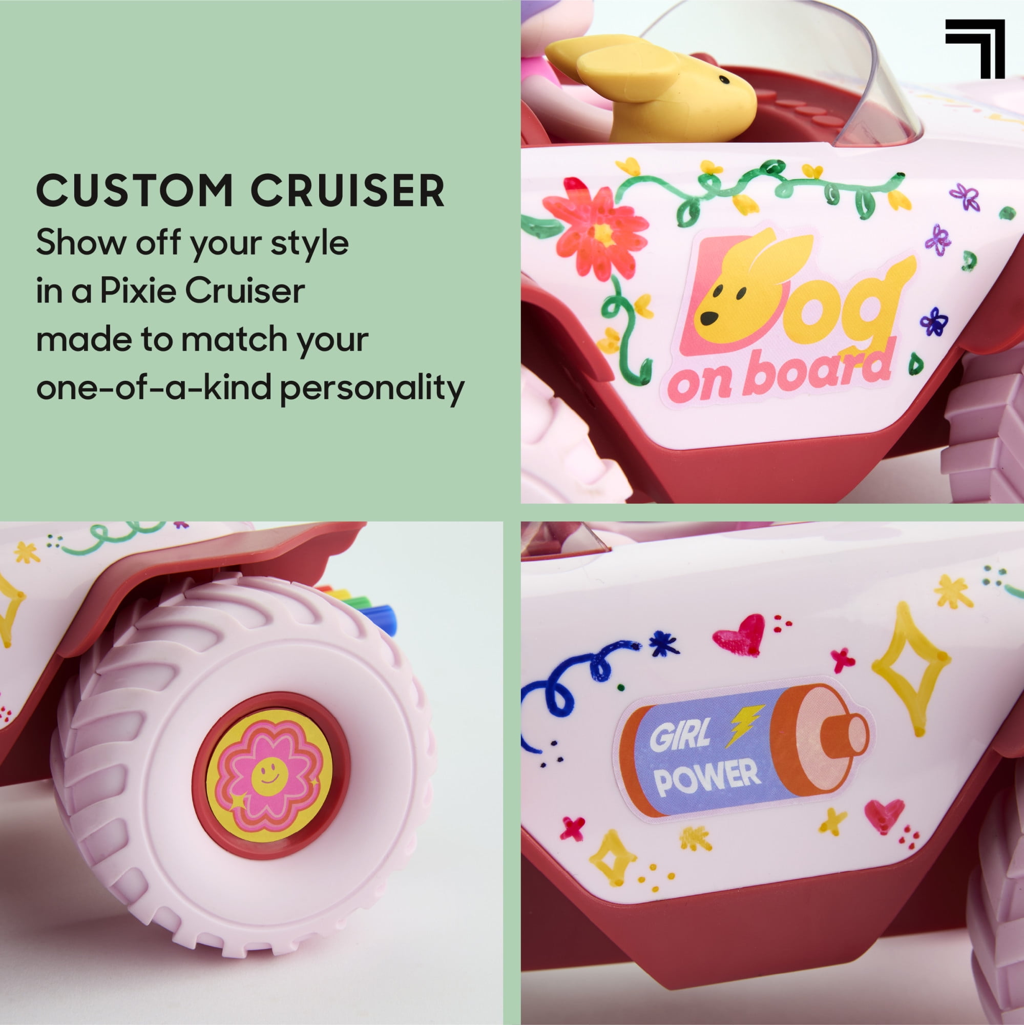 Sharper Image® Pixie Cruiser Doodle, Customizable RC Car with Markers, Stickers & Accessories, 13-piece, Age 6+
