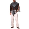 thumbnail image 2 of INSPIRE CHIC Men's Mock Collar Sleeveless Patchwork Sequins Fringe Vest M Silver, 2 of 5
