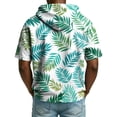 thumbnail image 3 of QHRMKOG Mens Quarter Zip Pullover Loose Fit Short Sleeve Hooded Sweatshirt Spring Hawaiian Print Drawstring Hoodie 2026 Casual Street Top Blue XL, 3 of 8