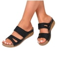 thumbnail image 7 of KIJBLAE Women's Peep Toe Open Toe Wedge Platform Sandals, Wide Width Thick Sole Comfort Casual Elevated Slides for Summer Black 42, 7 of 7