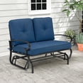 thumbnail image 3 of Costway Glider Outdoor Patio Rocking Bench Loveseat Cushioned Seat Steel Frame Navy, 3 of 7
