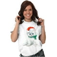 thumbnail image 4 of Christmas White Kitten Santa Hat Women's Graphic T Shirt Tees Brisco Brands S, 4 of 5