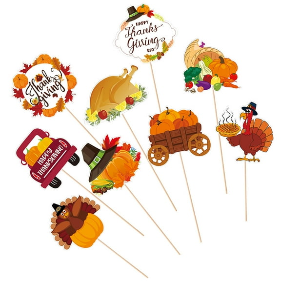 WHAMVOX Thanksgiving Decoration Party Supplies with Assorted Color Paper Props for Indoor Outdoor Use 9Pcs