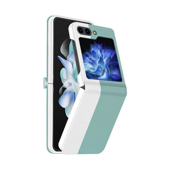 Frusde Compatible with Samsung Galaxy Z Flip 5 Leather Case Slim Shockproof Fashion Case for Men Women-Light Green