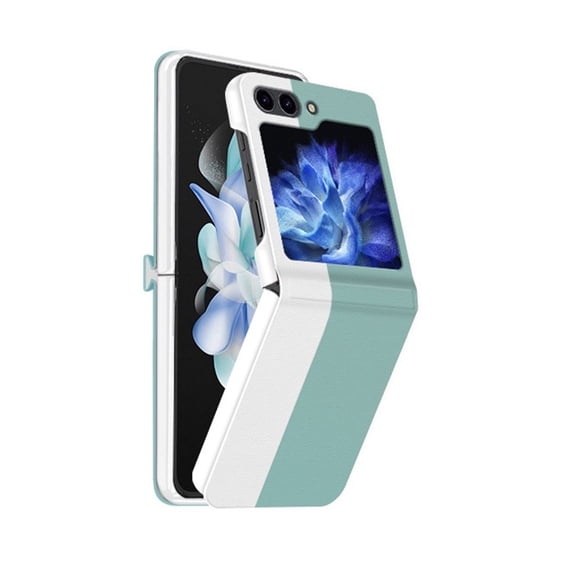 Compatible with Samsung Galaxy Z Flip 5 Leather Case Slim Shockproof Fashion Case for Men Women-Light Green