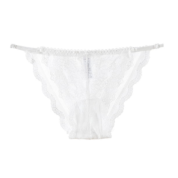 Calzoncillos hipster Gibobby Bragas Malla Ahuecadas Encaje Sexy Mujer Algodón Cintura Media Blanco M
