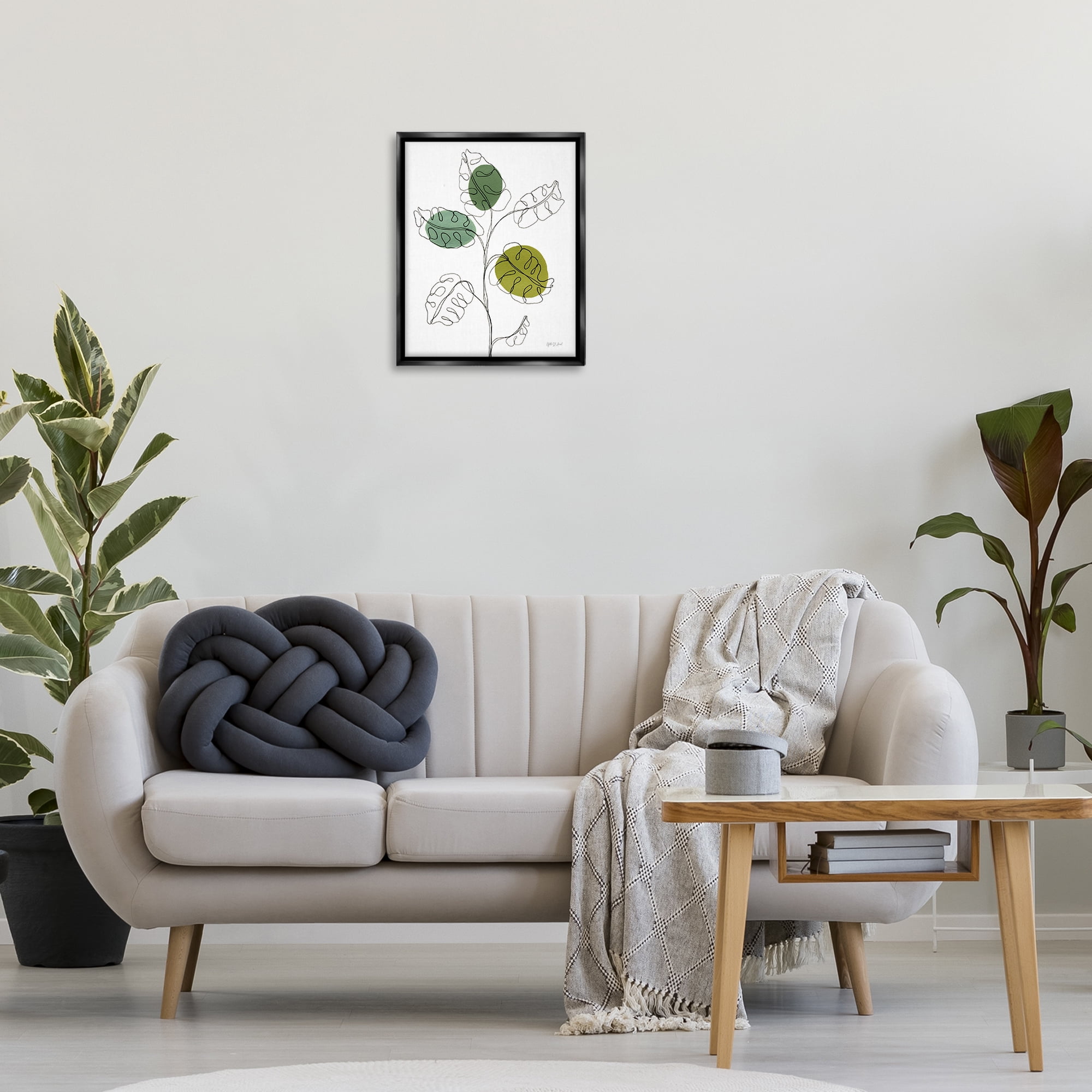Stupell Industries Modern Garden Leaves Botanical & Floral Painting Black Floater Framed Art Print Wall Art, 17 x 21