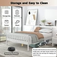 thumbnail image 4 of Queen Bed Frames with Headboard, Solid Wooden Platform Bed with Corner, Modern Low Profile Bed Frame, No Box Spring Needed, White, 4 of 6