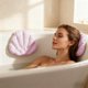 thumbnail image 1 of Almohada, reposacabezas, paquete de 2 soportes de bañera inflables Seashell, cojín de spa suave, ventosas, plegable, cómodo auxiliar de baño, blanco, azul y rosa, para oficina, material de, 1 of 9