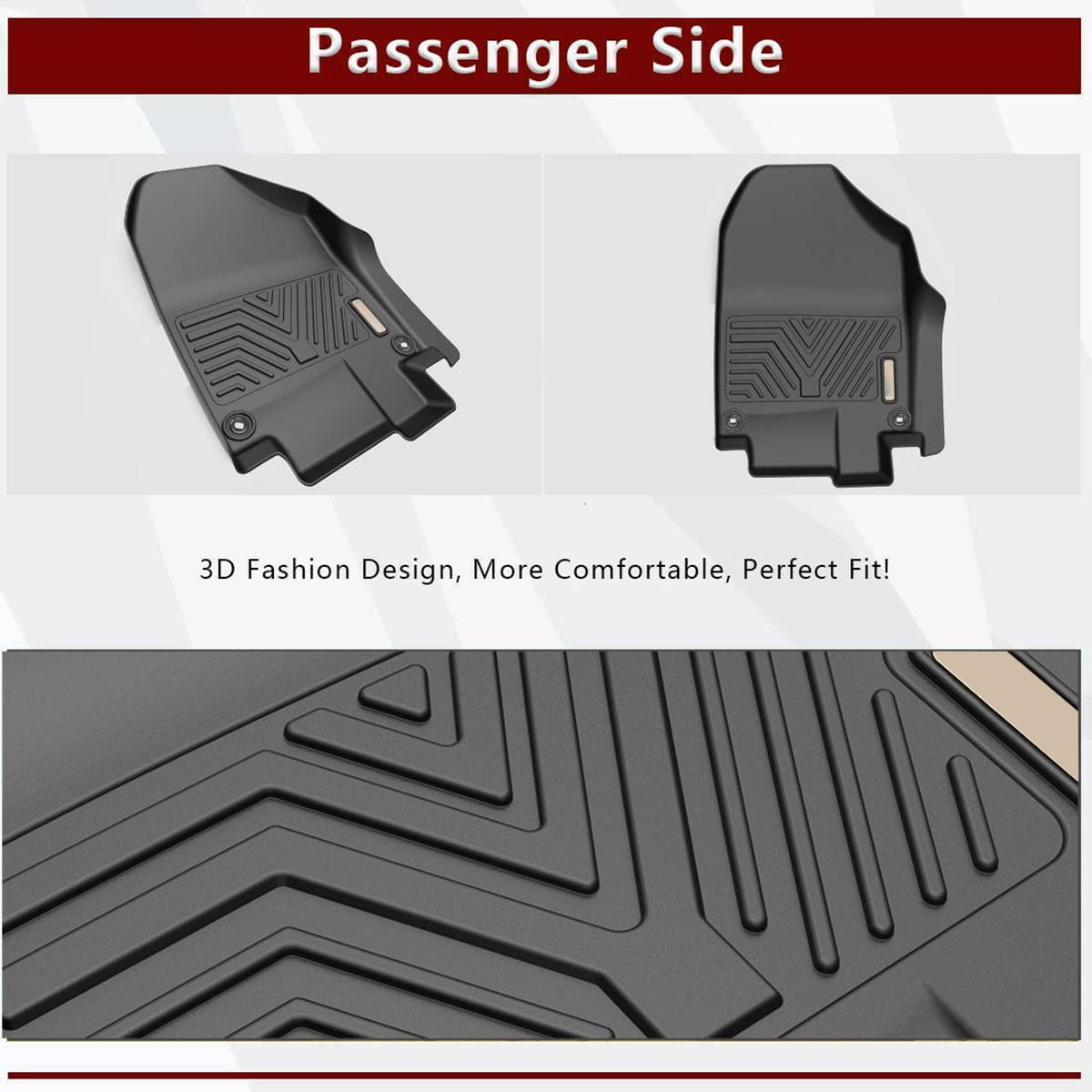 RVNI TPE Rubber 1st & 2nd & 3rd Row for 15 16 17 18 19 20 21 2022 Ford Edge Floor Mats Set,All-Weather Protection