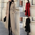 thumbnail image 2 of Skymirror Winter Overcoat Solid Color Mid-calf Length Formal Long Sleeves Wear-resistant Keep Warm Business Double-breasted Coat Lady Coat for Prom, 2 of 8