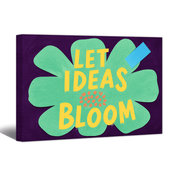 Motivational Canvas Wall Art Let Ideas Bloom Colorful Quote Picture Prints, Inspirational Words Artwork Paintings for Living Room Bedroom Library Home Office Wall Decor