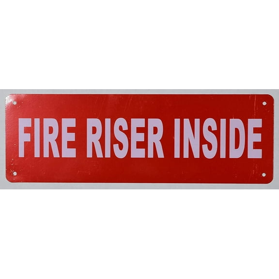 FIRE Riser Inside Sign (Aluminium,Reflective !!!, RED 4x12) (ref-2201)