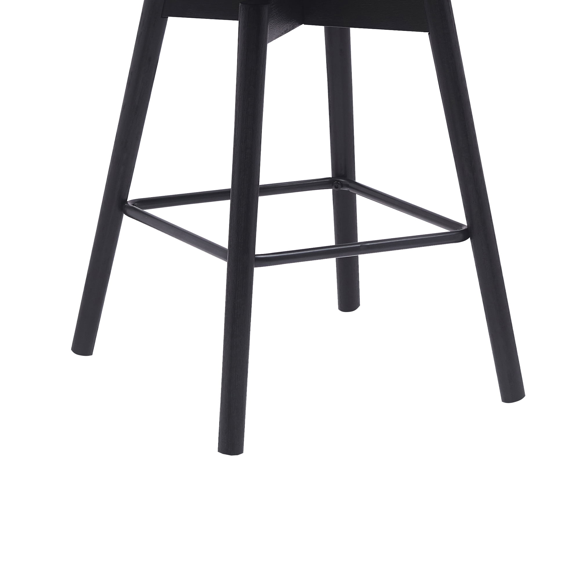 Armen Living Indoor Shelly 30" Bar Height Swivel Cream Faux Leather and Walnut Wood Bar Stool