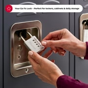 Master Lock 4-Digit Resettable Combination Padlock, Solid Metal Body, Nickel Plated Shackle, School Locker Security
